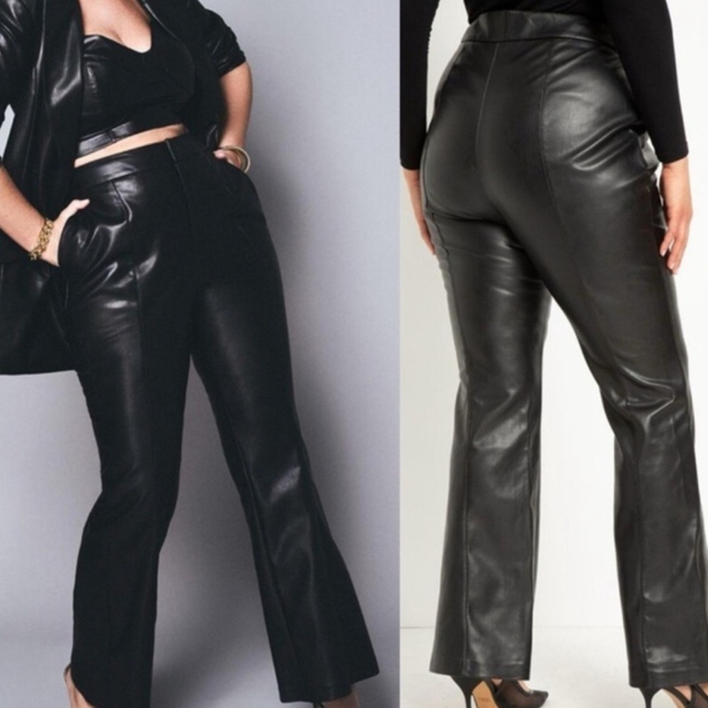 Faux Leather Flare Leg Pants